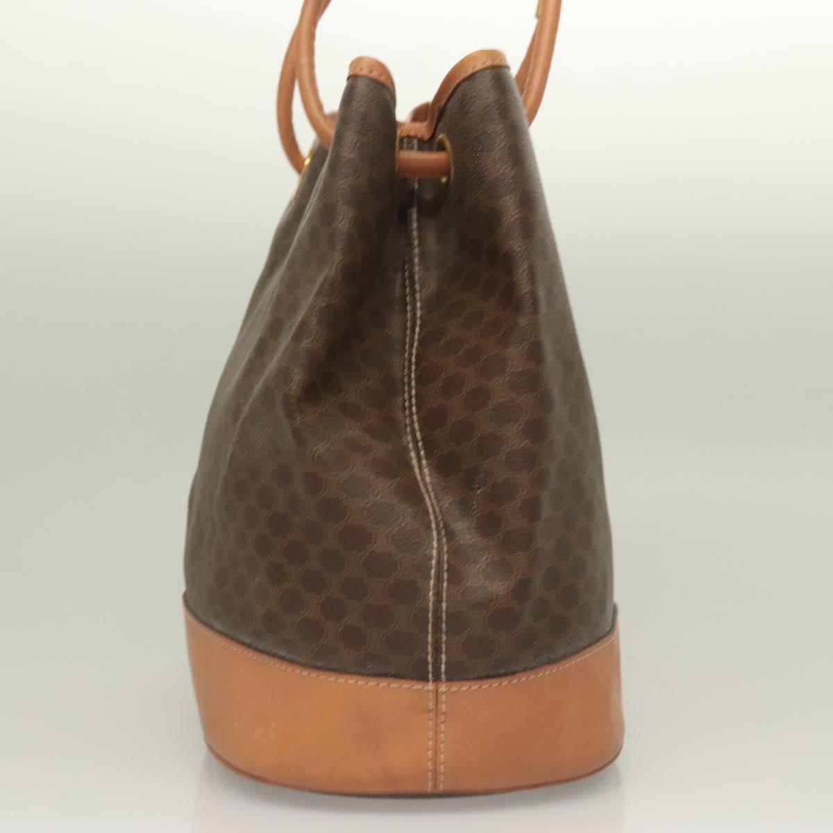 CELINE Macadam Canvas Shoulder Bag PVC Brown Gold Auth 127309