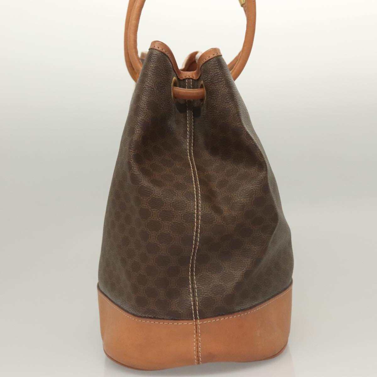CELINE Macadam Canvas Shoulder Bag PVC Brown Gold Auth 127309