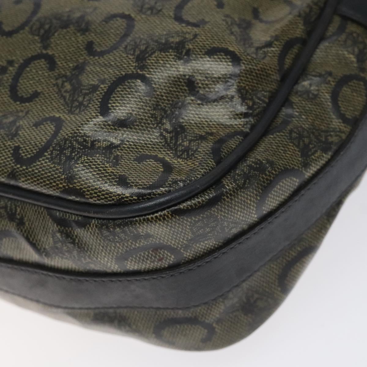 CELINE C Sulky Shoulder Bag PVC Navy Gold Auth 127311