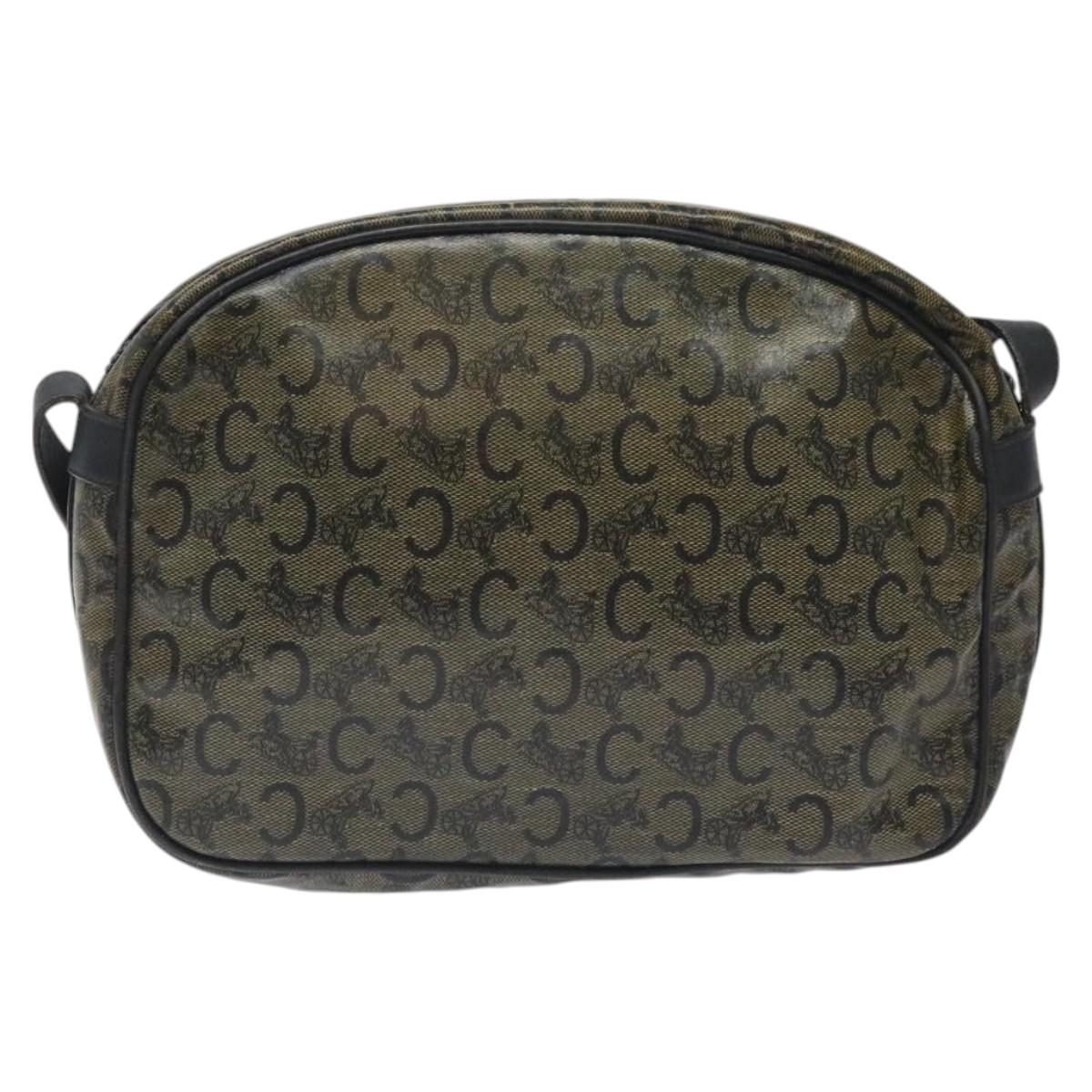 CELINE C Sulky Shoulder Bag PVC Navy Gold Auth 127311