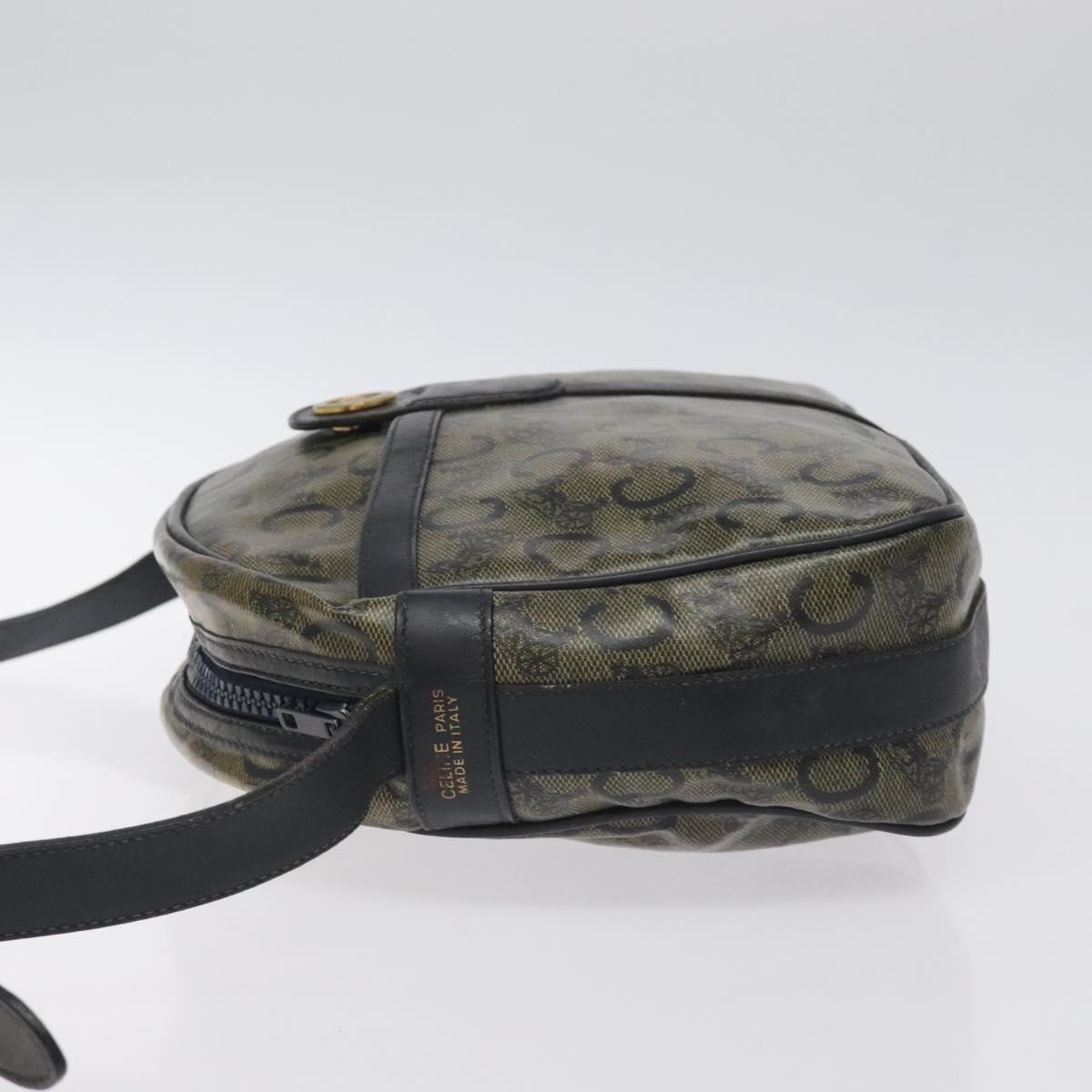 CELINE C Sulky Shoulder Bag PVC Navy Gold Auth 127311