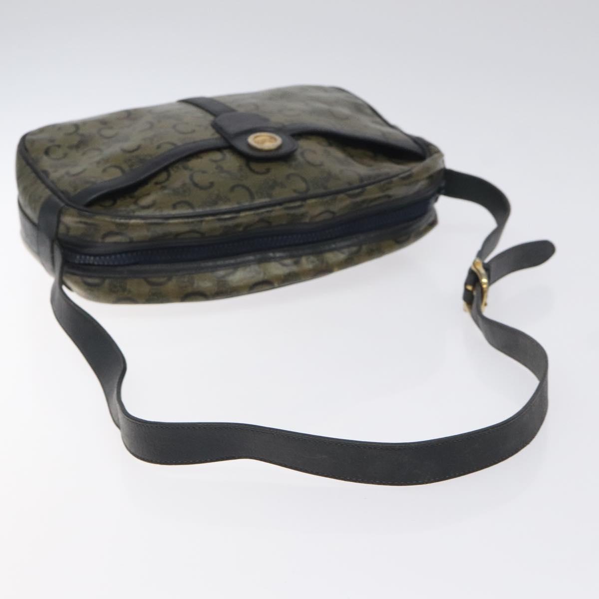 CELINE C Sulky Shoulder Bag PVC Navy Gold Auth 127311