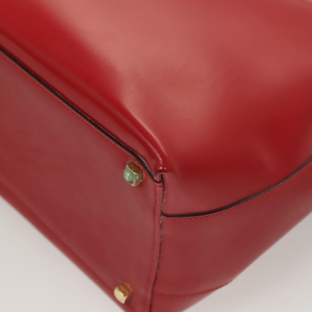 Salvatore Ferragamo Gancini Tote Bag Leather 2way Red Gold Auth 127314