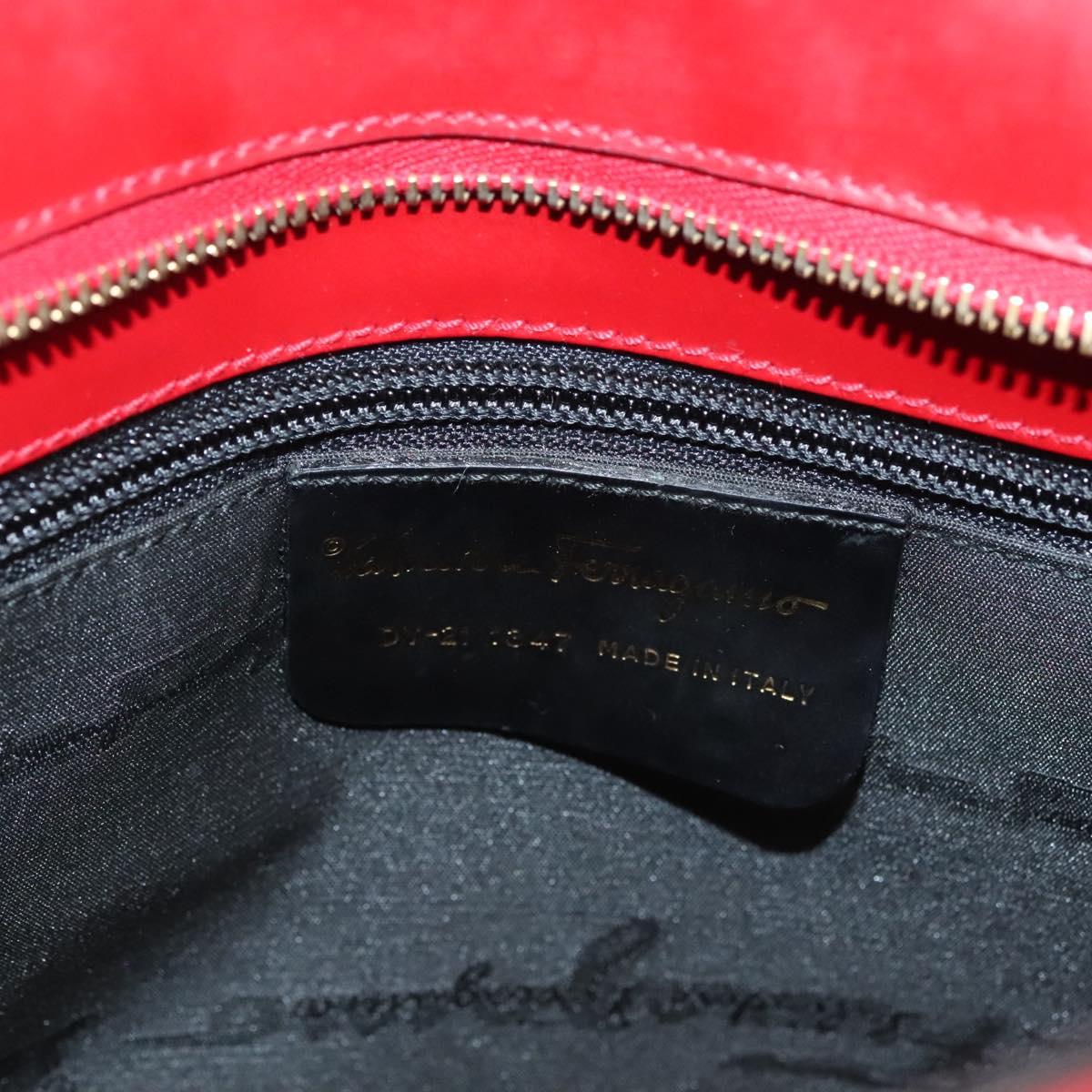 Salvatore Ferragamo Gancini Tote Bag Leather 2way Red Gold Auth 127314