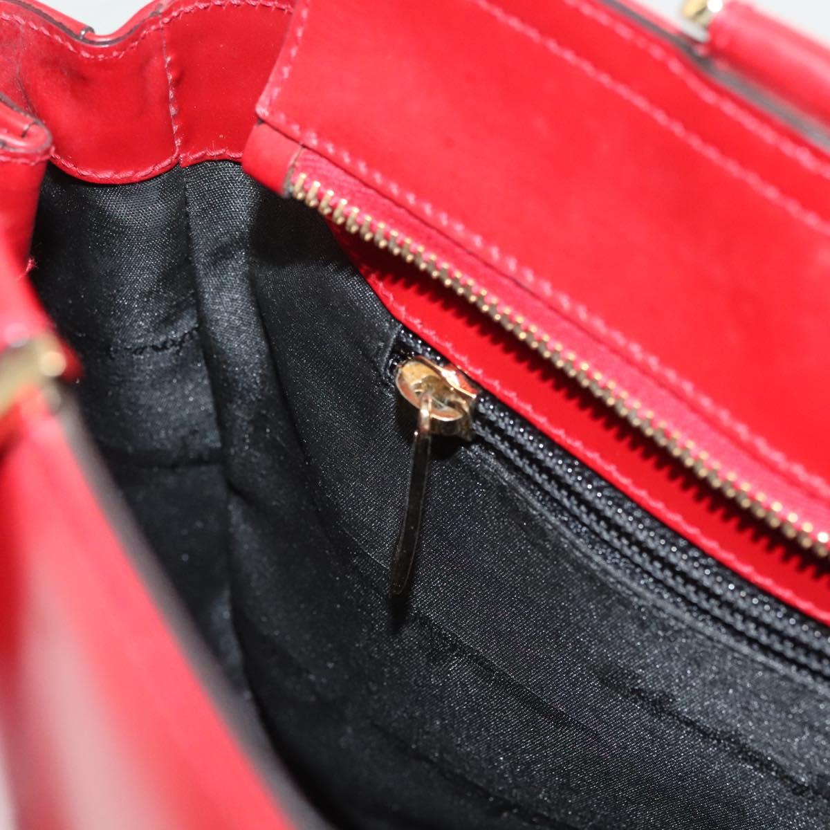 Salvatore Ferragamo Gancini Tote Bag Leather 2way Red Gold Auth 127314