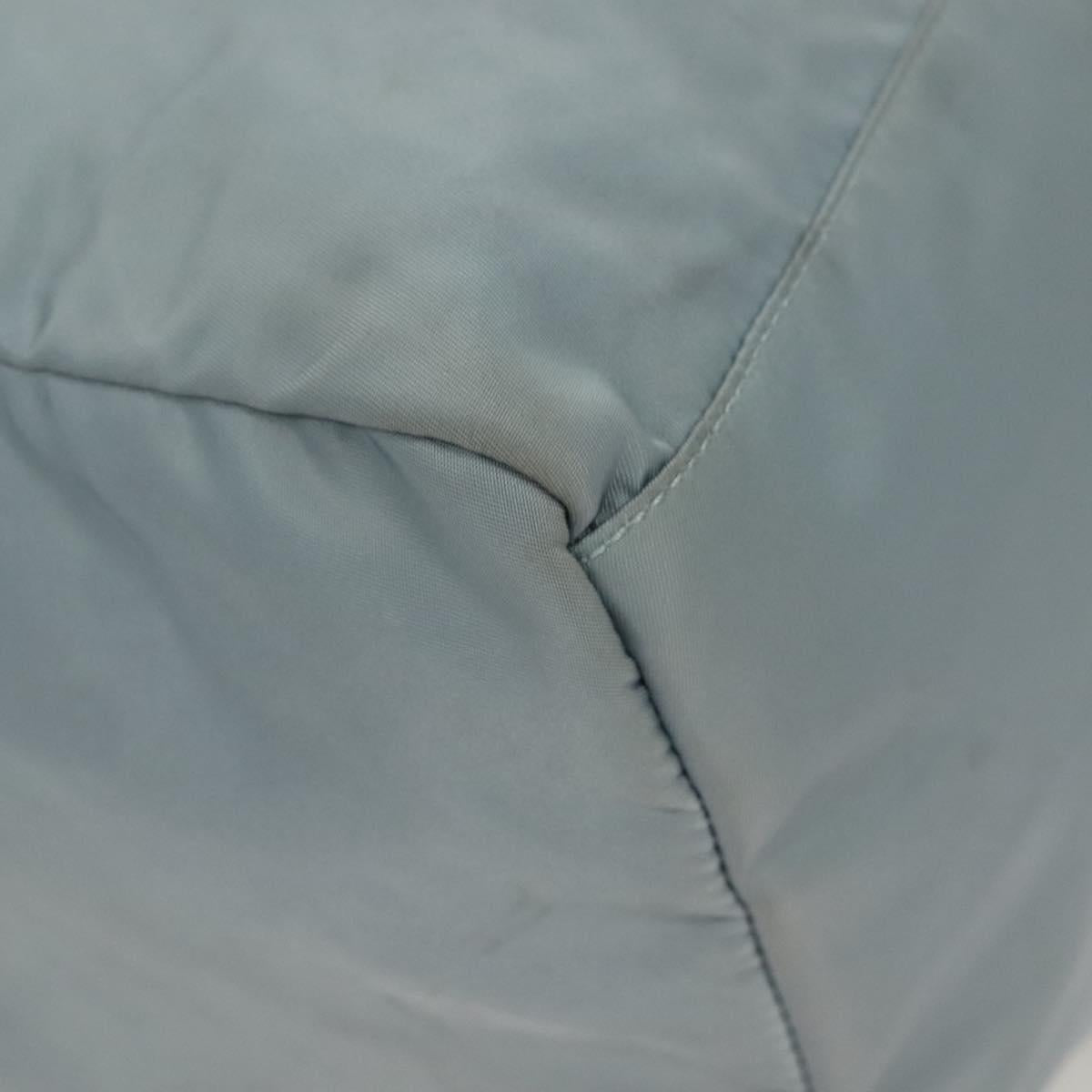 PRADA Boston Bag Nylon Light Blue Silver Auth 127318