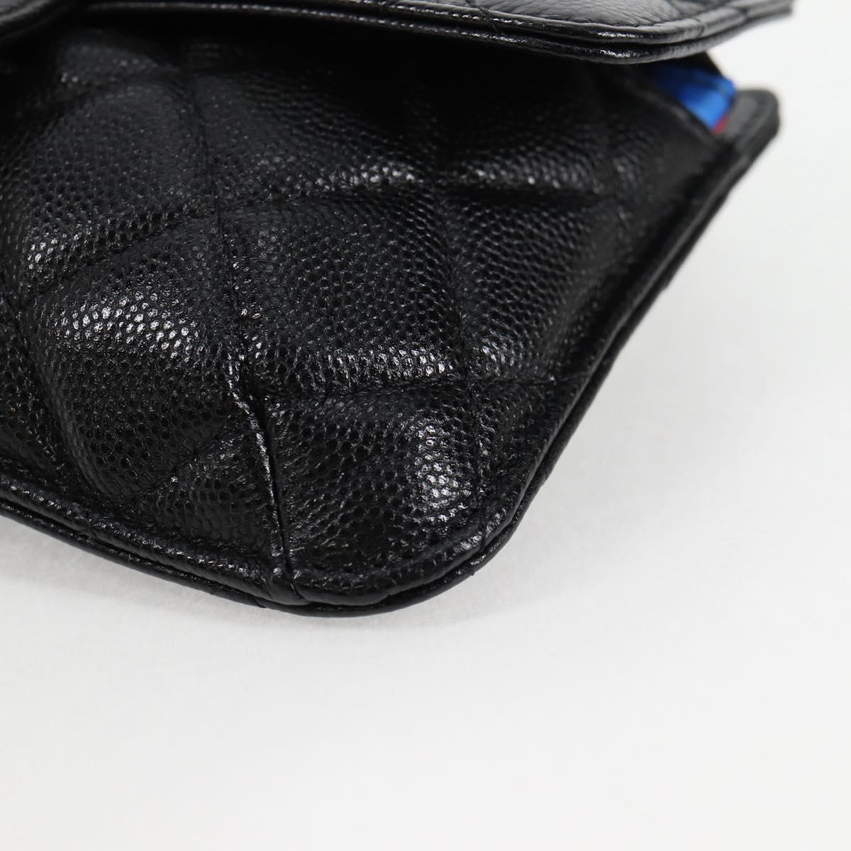 CHANEL Matelasse Chain Shoulder Bag Caviar Skin Black CC Auth 127322SAM