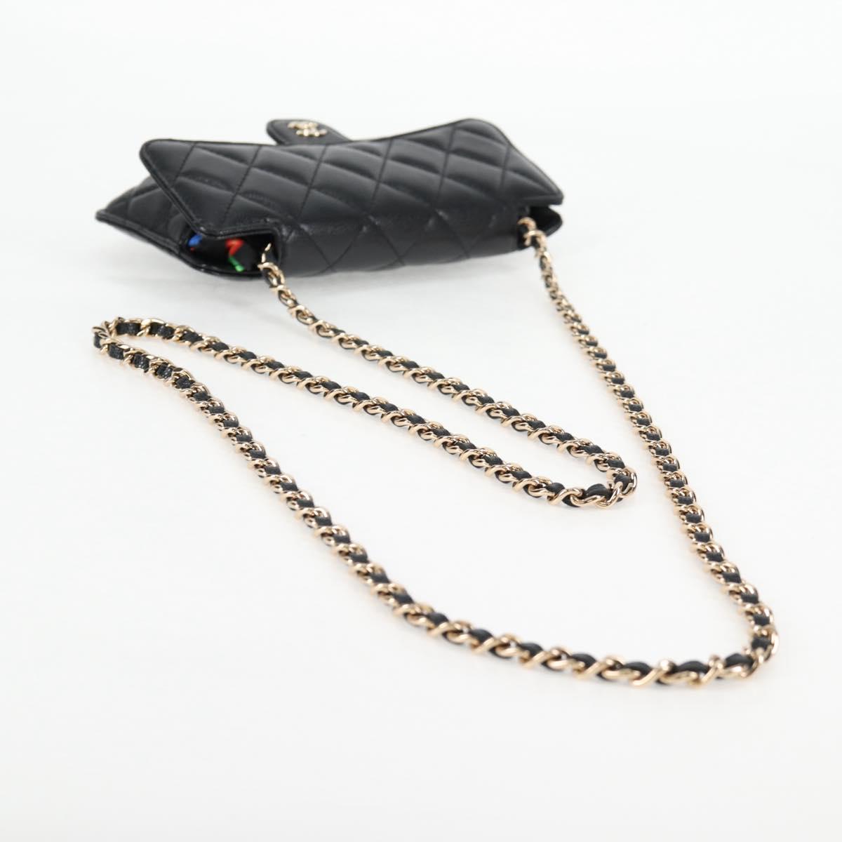 CHANEL Matelasse Chain Shoulder Bag Caviar Skin Black CC Auth 127322SAM