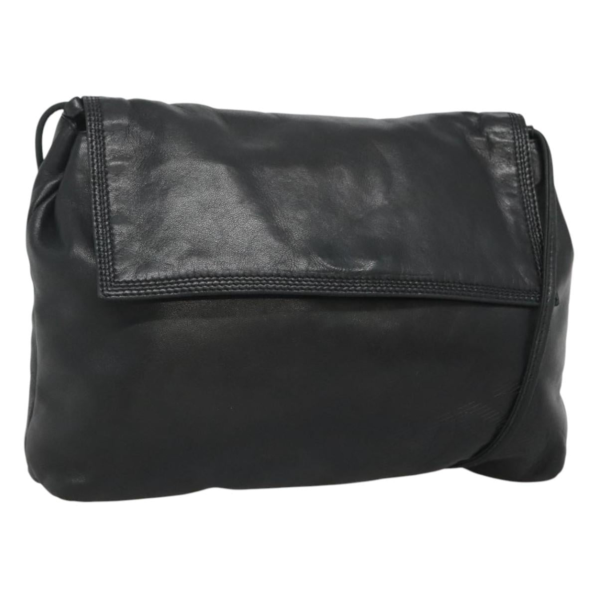 LOEWE Shoulder Bag Leather Black Gold Auth 127349