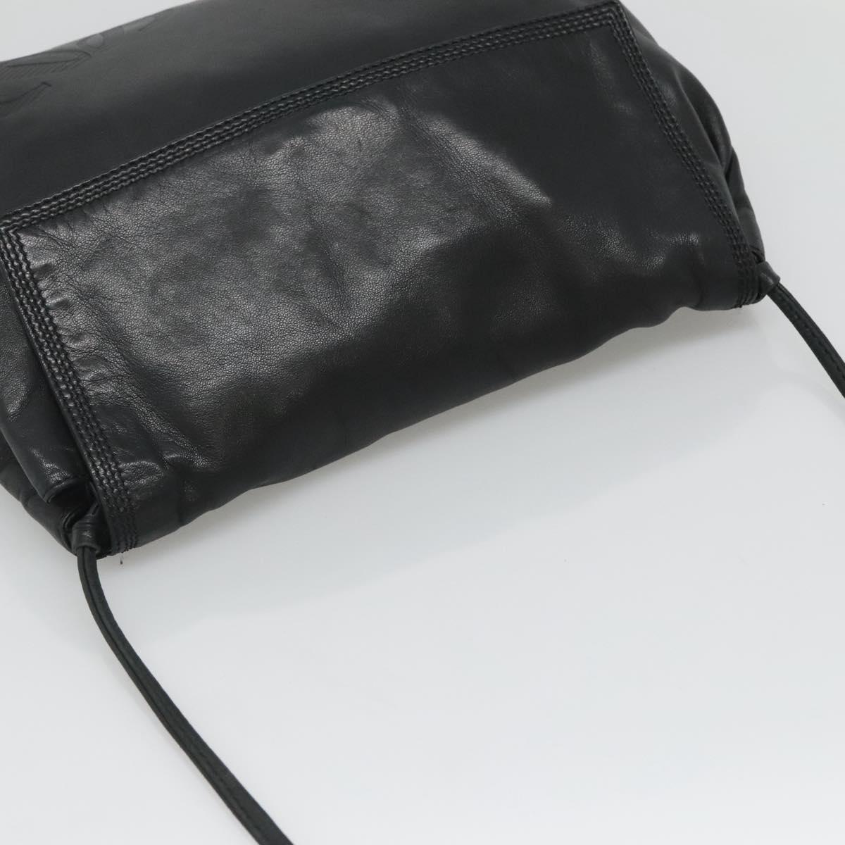 LOEWE Shoulder Bag Leather Black Gold Auth 127349
