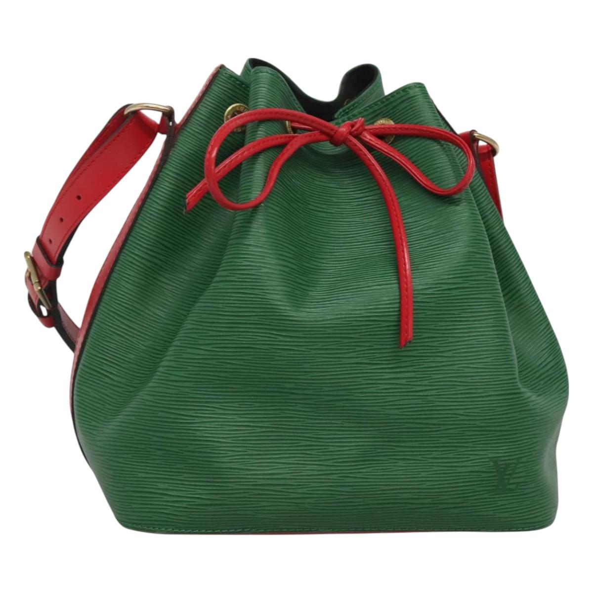 LOUIS VUITTON Epi Petit Noe Shoulder Bag Bicolor Green Red M44147 LV Auth 127353