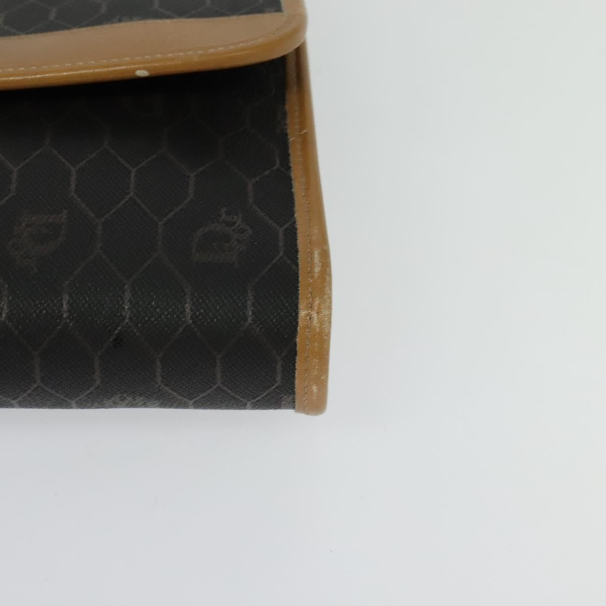 Christian Dior Honeycomb Canvas Chain Shoulder Bag PVC Black Gold Auth 127369