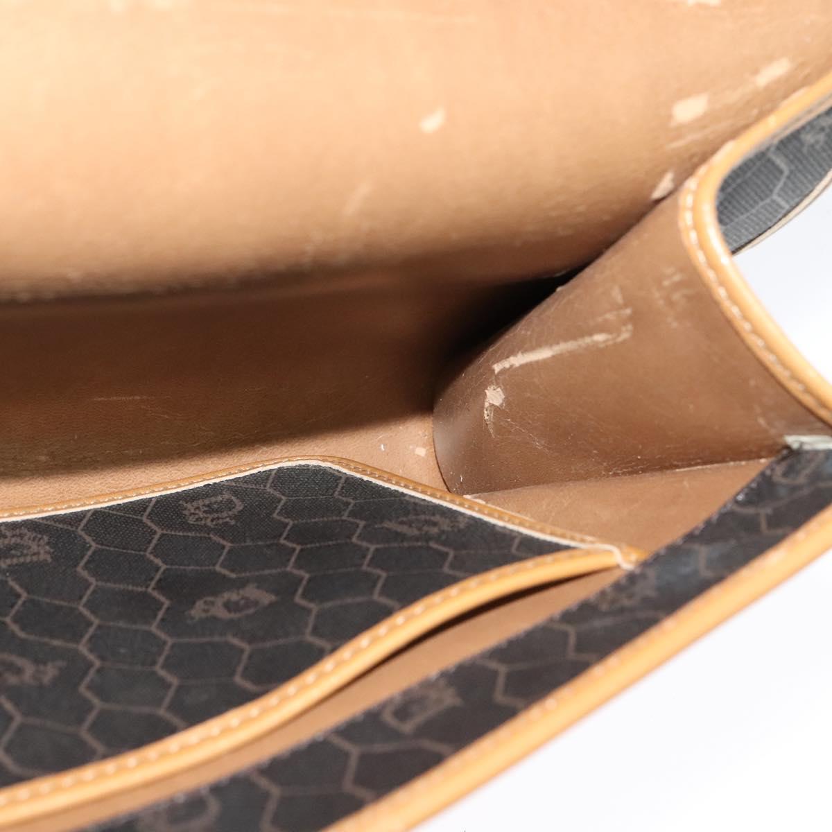 Christian Dior Honeycomb Canvas Chain Shoulder Bag PVC Black Gold Auth 127369