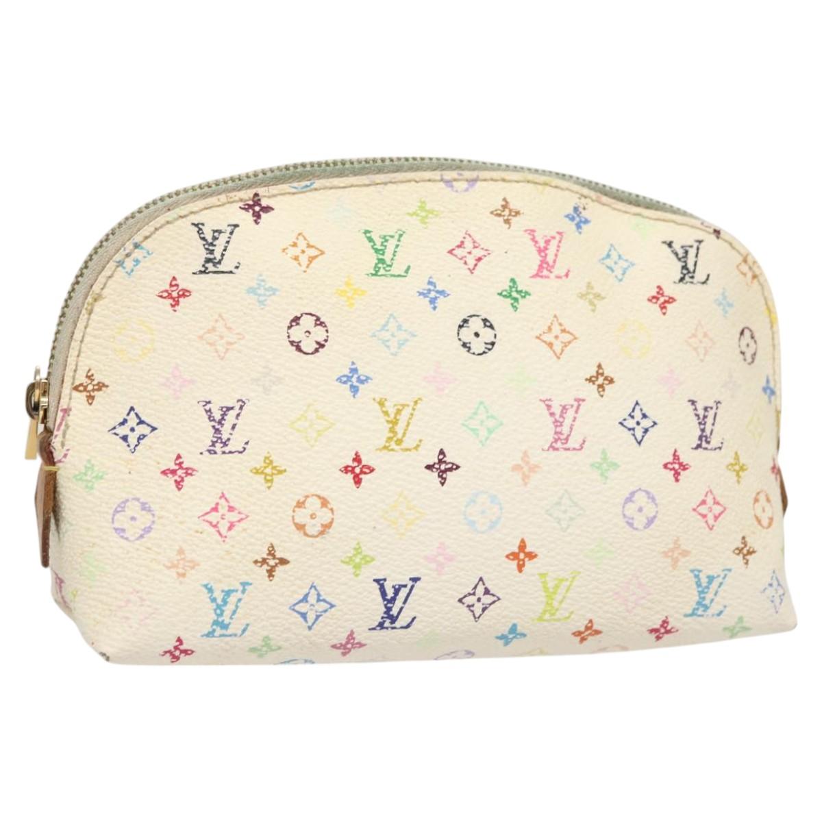 LOUIS VUITTON Monogram Multicolor Pochette Cosmetic White M47354 Auth 127372