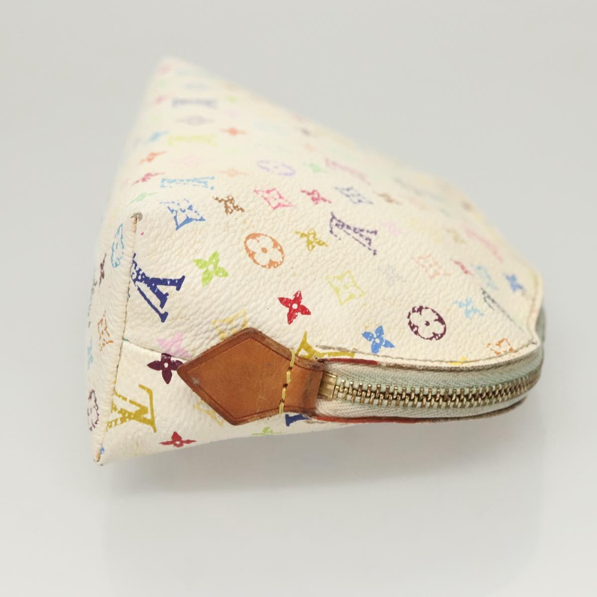 LOUIS VUITTON Monogram Multicolor Pochette Cosmetic White M47354 Auth 127372