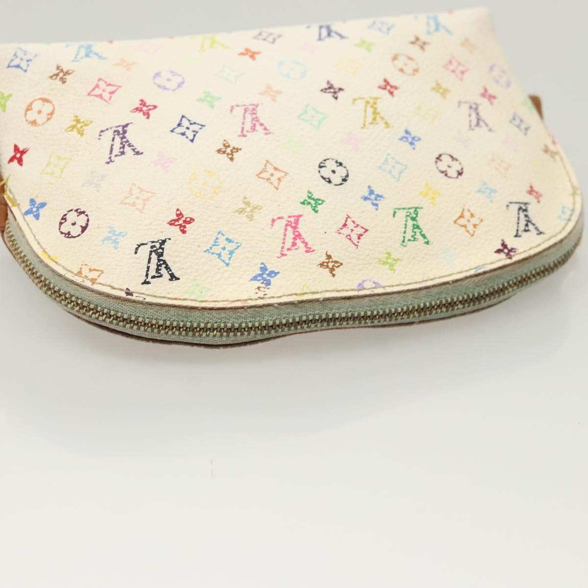 LOUIS VUITTON Monogram Multicolor Pochette Cosmetic White M47354 Auth 127372