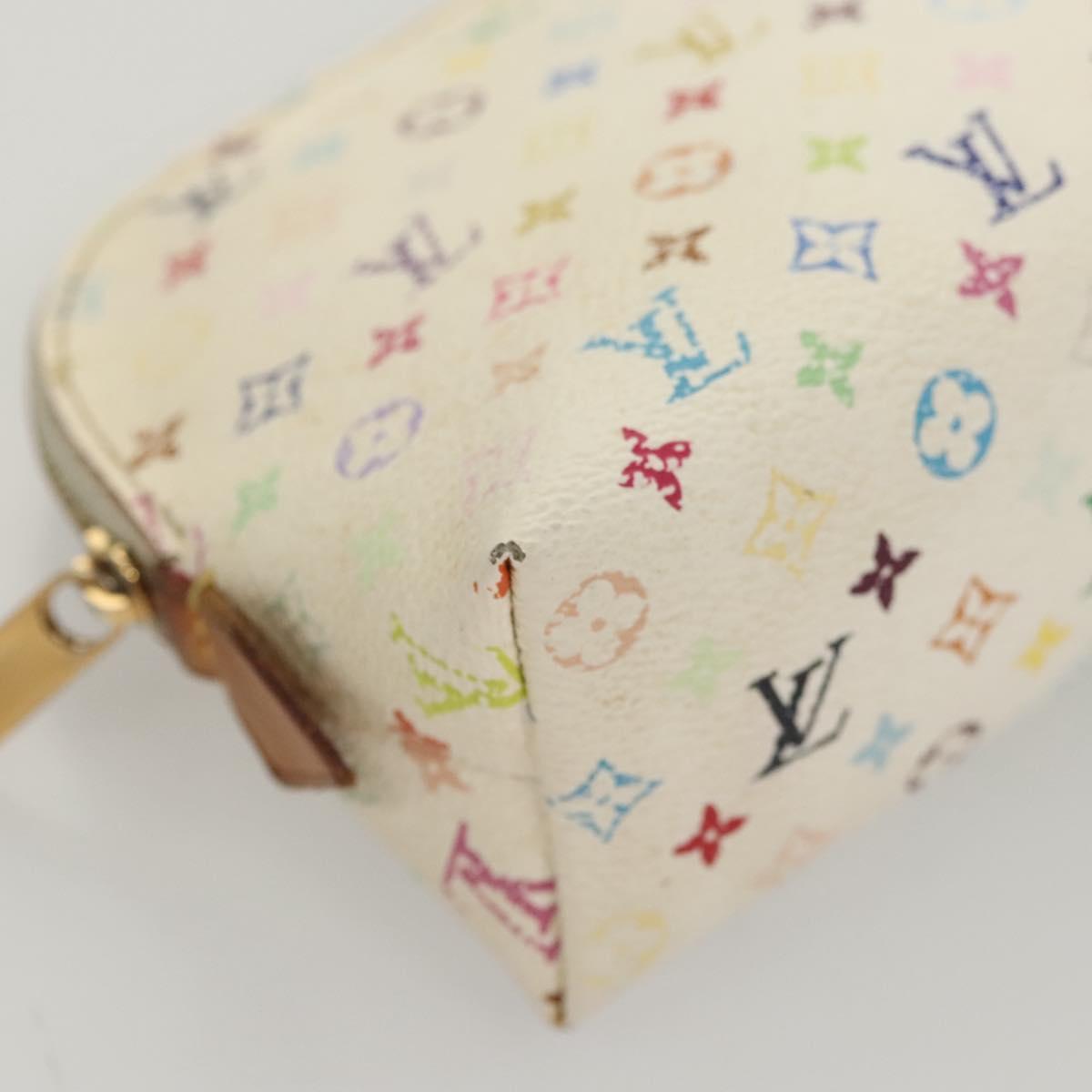 LOUIS VUITTON Monogram Multicolor Pochette Cosmetic White M47354 Auth 127372