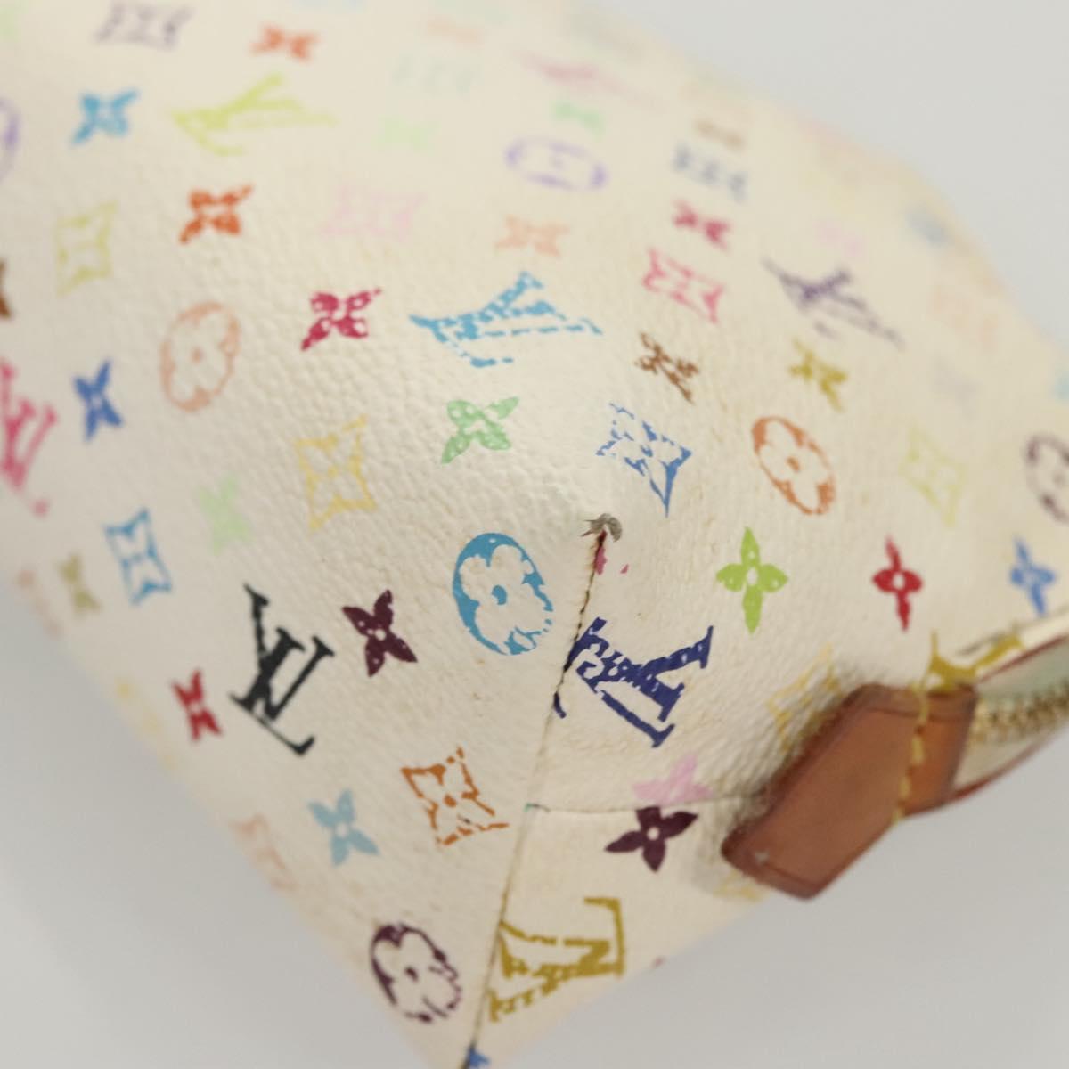 LOUIS VUITTON Monogram Multicolor Pochette Cosmetic White M47354 Auth 127372