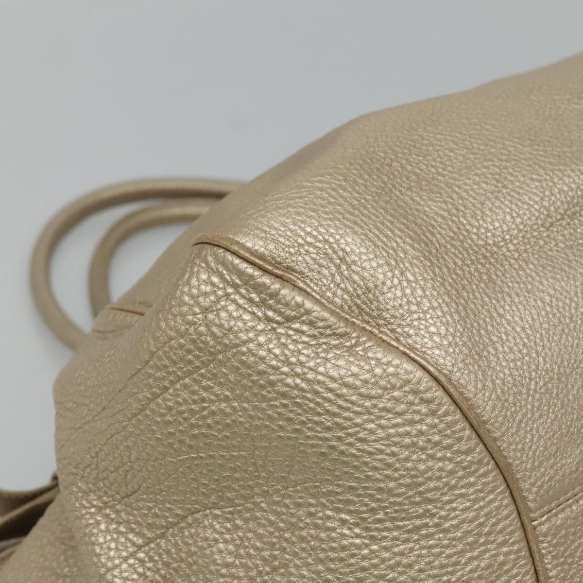 Salvatore Ferragamo Gancini Shoulder Bag Leather Gold Tone Silver Auth 127393