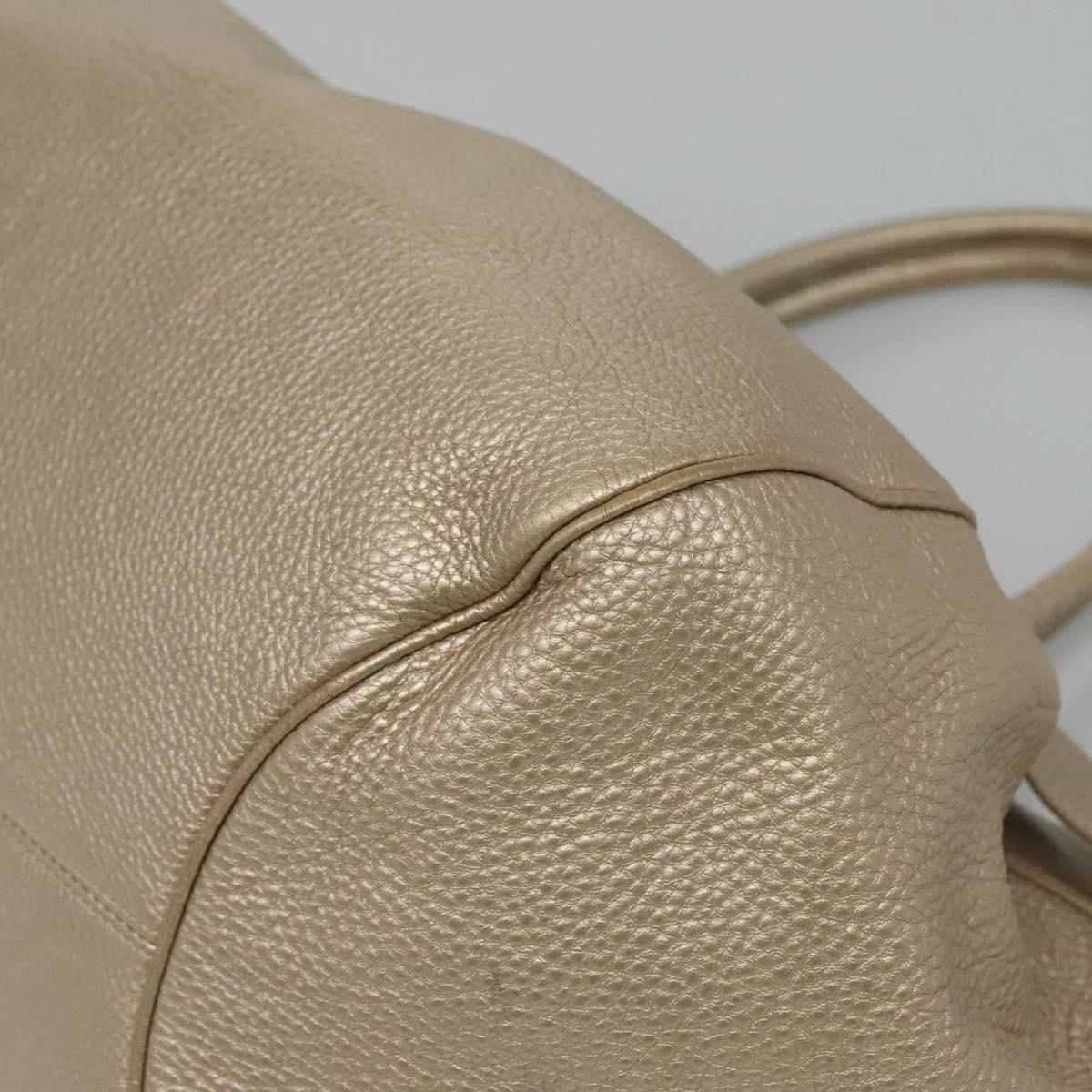 Salvatore Ferragamo Gancini Shoulder Bag Leather Gold Tone Silver Auth 127393