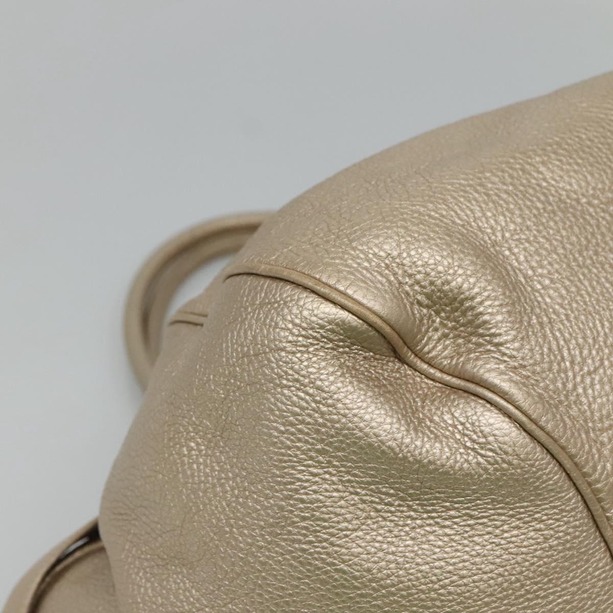 Salvatore Ferragamo Gancini Shoulder Bag Leather Gold Tone Silver Auth 127393