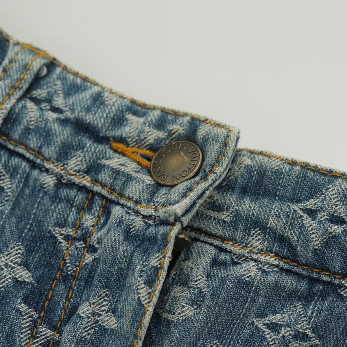 LOUIS VUITTON Monogram Denim Shorts Pants Blue LV Auth 127399M