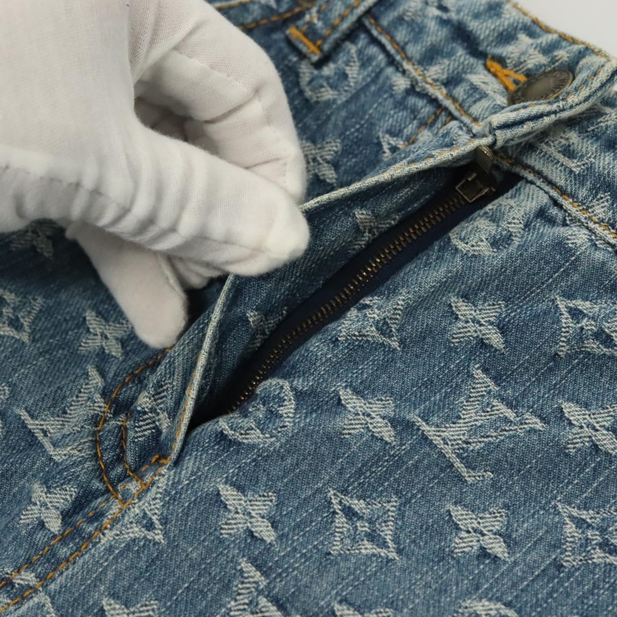 LOUIS VUITTON Monogram Denim Shorts Pants Blue LV Auth 127399M