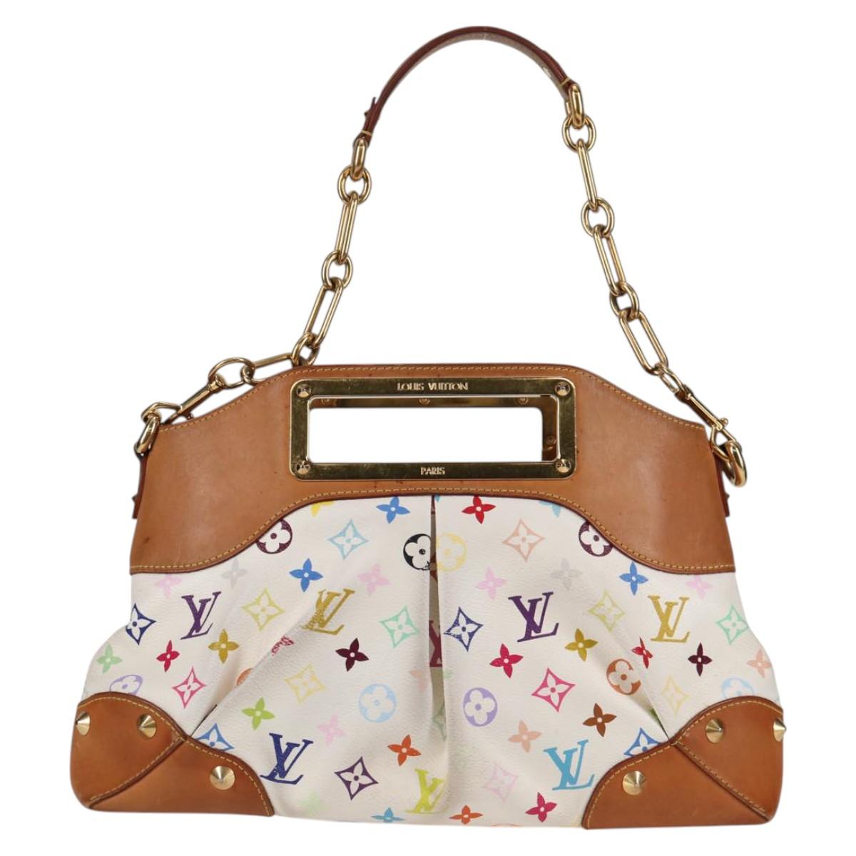 LOUIS VUITTON Monogram Multicolor Judy MM Bag 2Way White M40255 LV Auth 127443