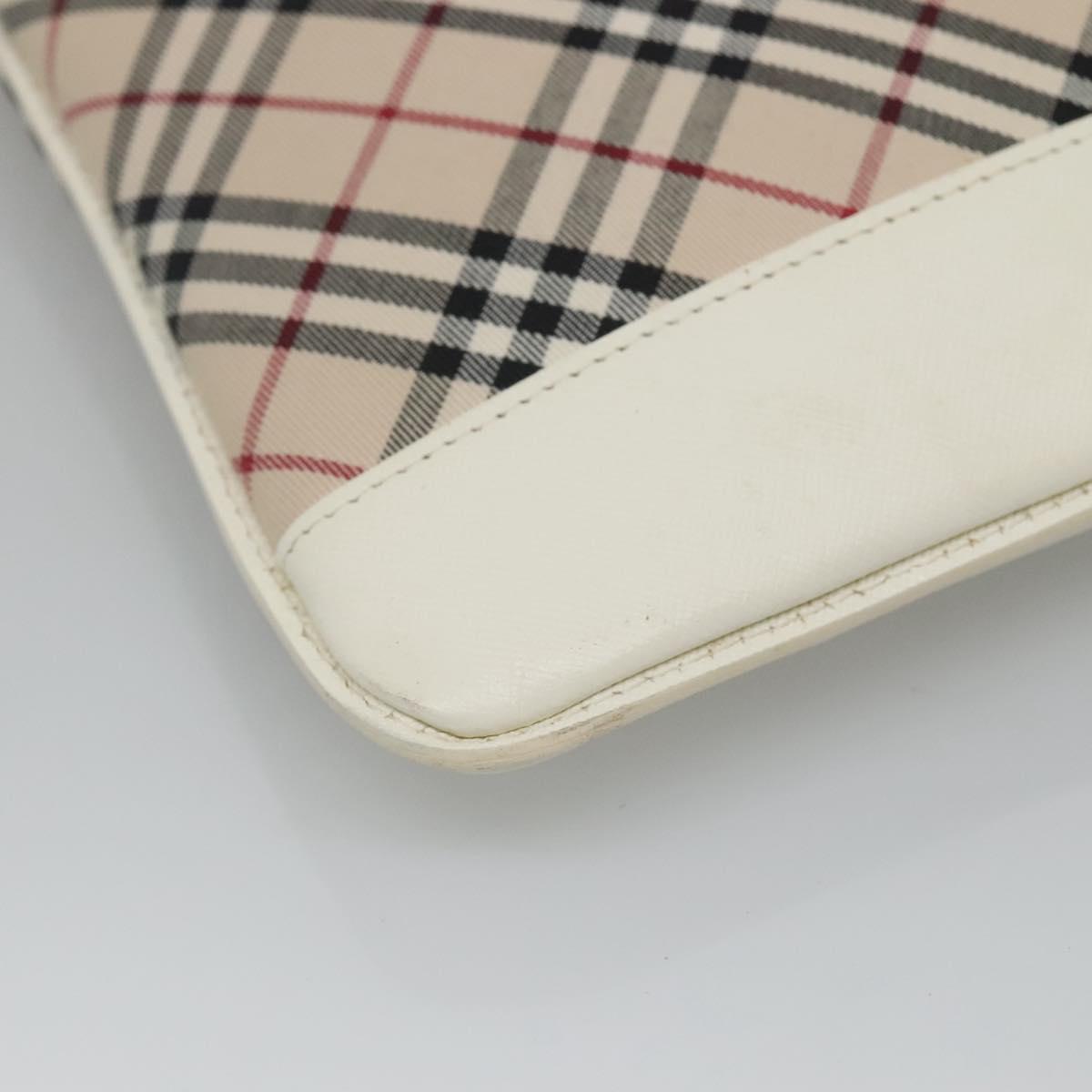 BURBERRY Nova Check Shoulder Bag Canvas Beige Silver Auth 127446