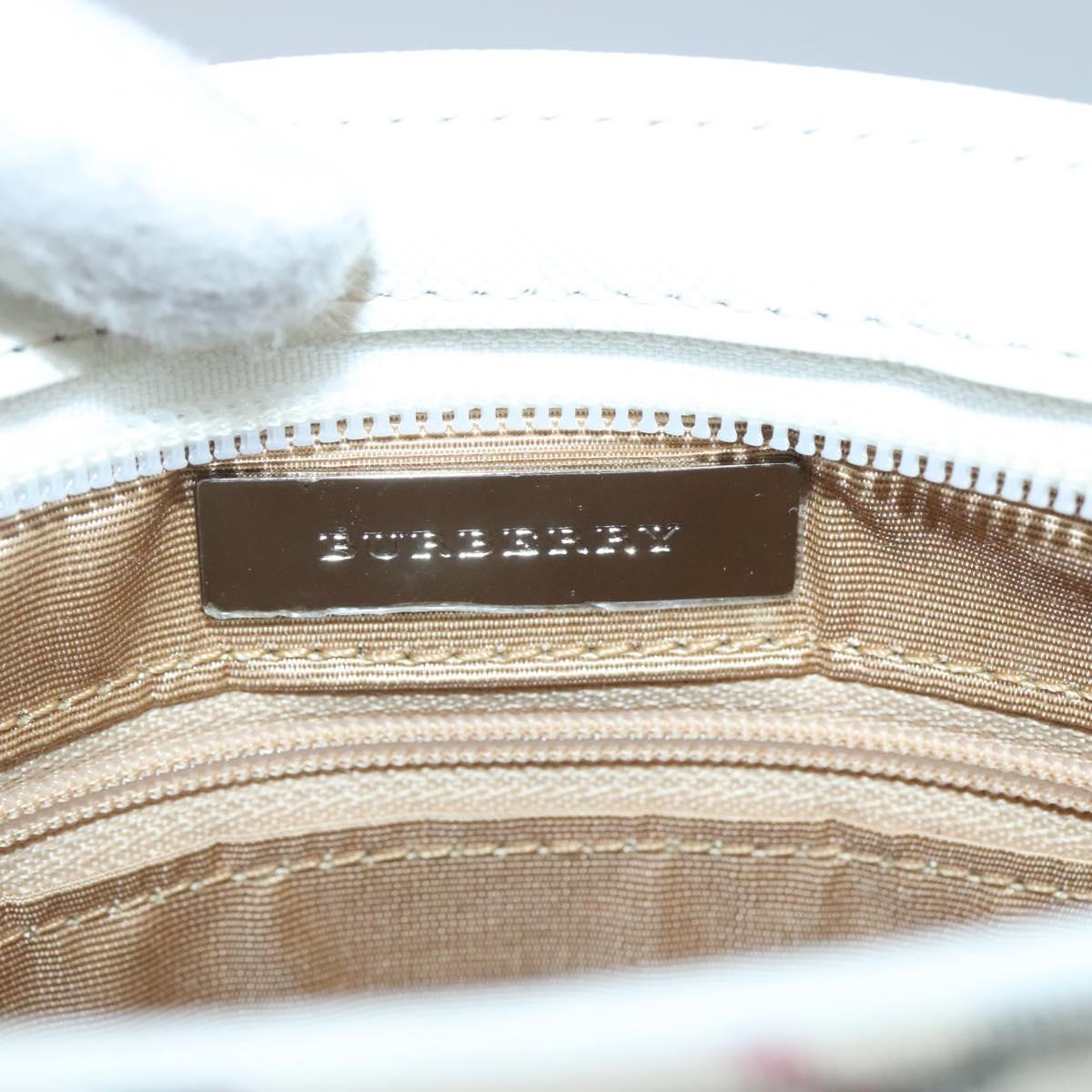 BURBERRY Nova Check Shoulder Bag Canvas Beige Silver Auth 127446