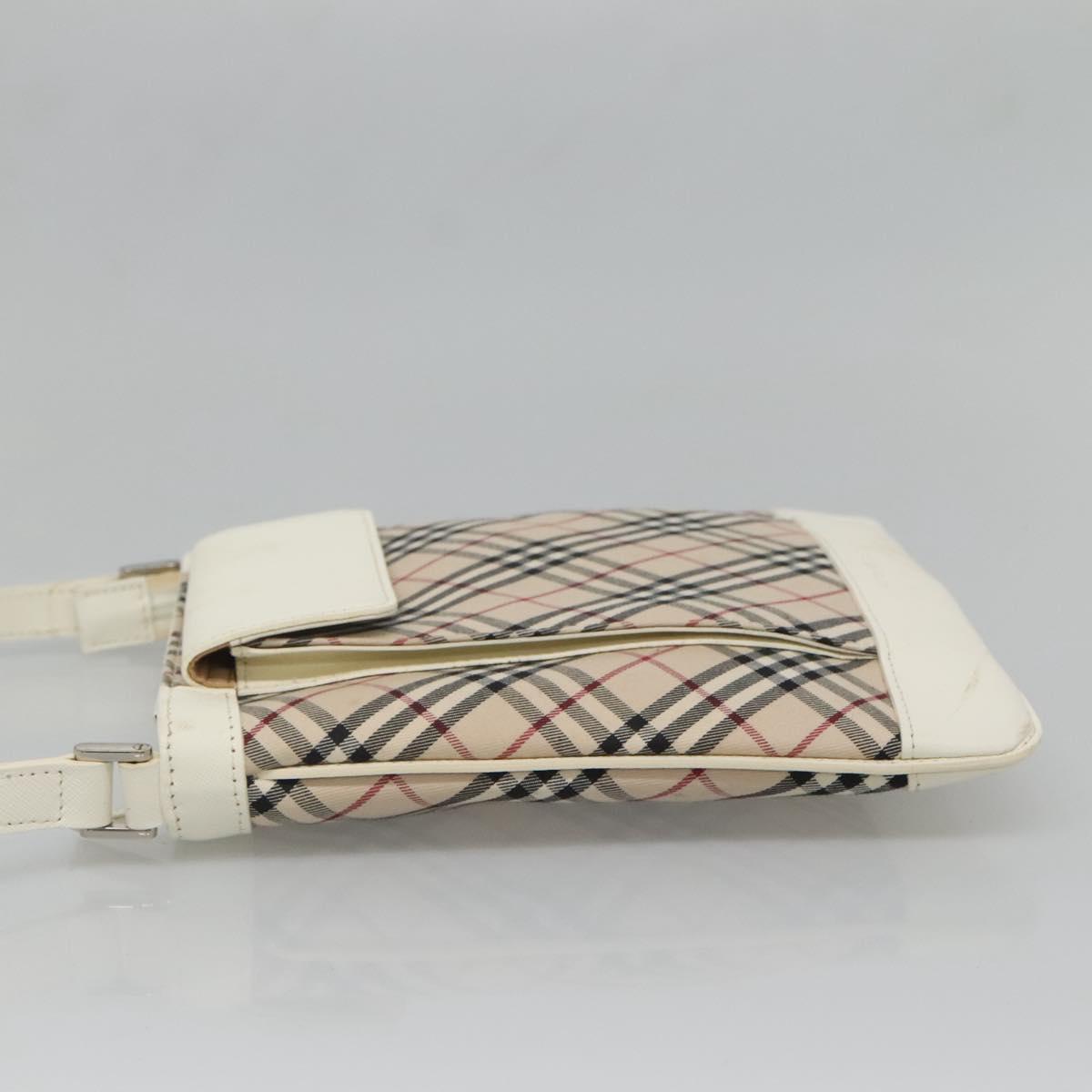 BURBERRY Nova Check Shoulder Bag Canvas Beige Silver Auth 127446