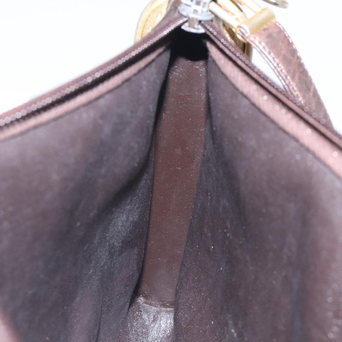 Christian Dior Trotter Canvas Shoulder Bag Brown Gold Auth 127452
