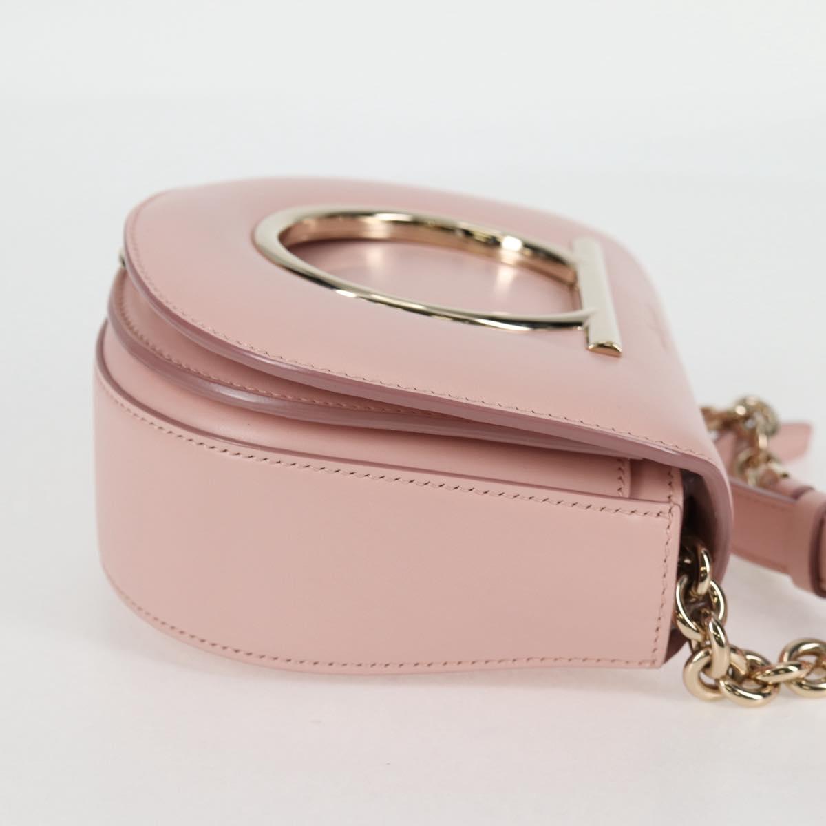 Salvatore Ferragamo Gancini Shoulder Bag Leather Pink Gold Auth 127475M