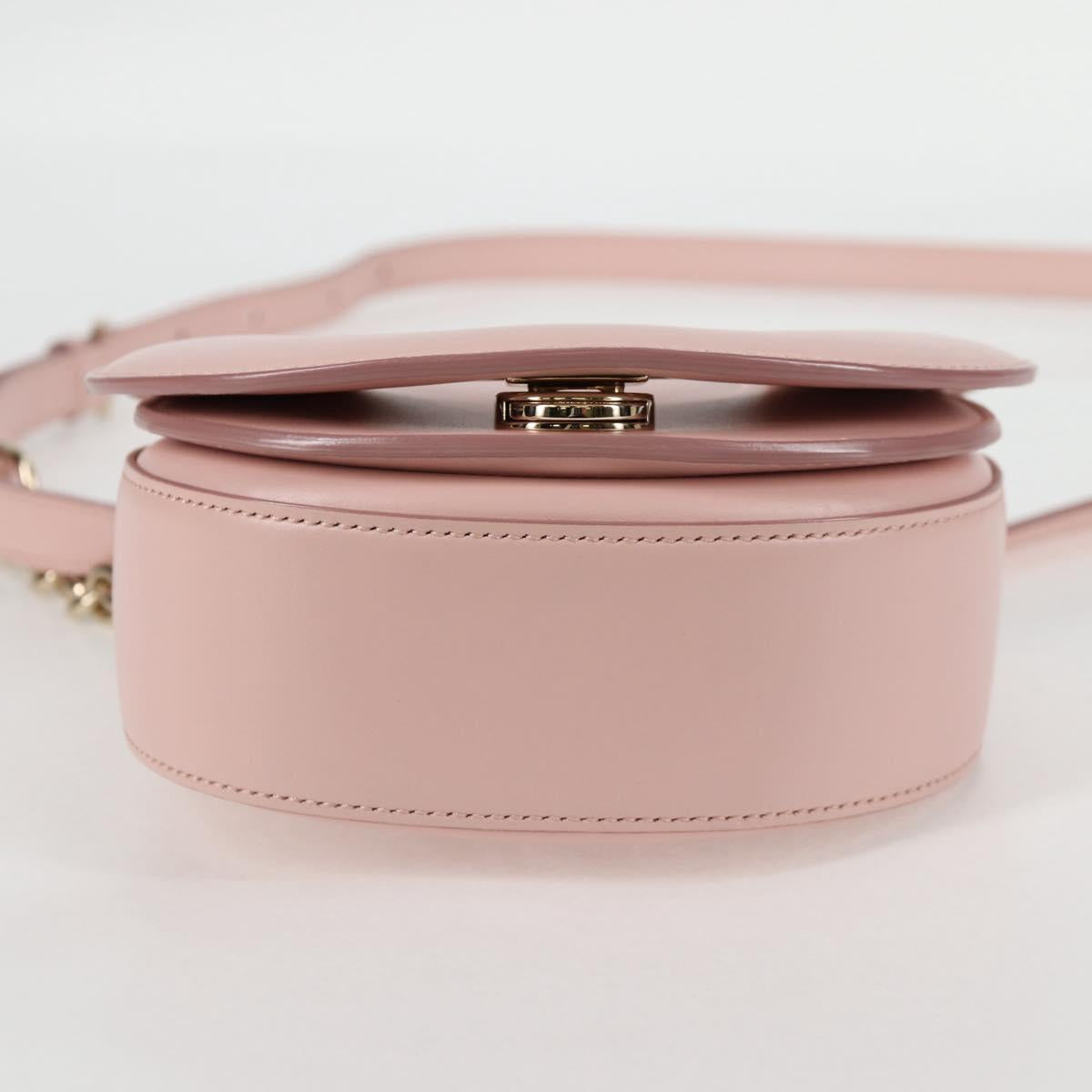 Salvatore Ferragamo Gancini Shoulder Bag Leather Pink Gold Auth 127475M
