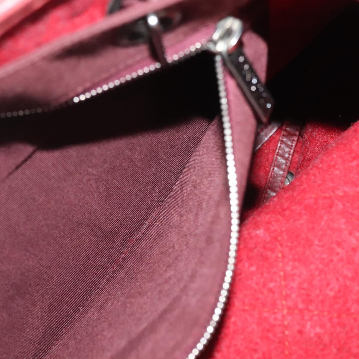 CHANEL Matelasse Chain Shoulder Bag Wool 2way Red CC Auth 127480