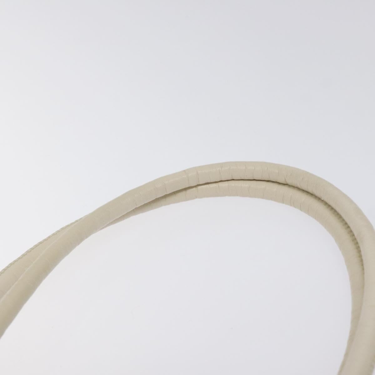 CHANEL Camelia Shoulder Bag Leather Ivory CC Auth 127482