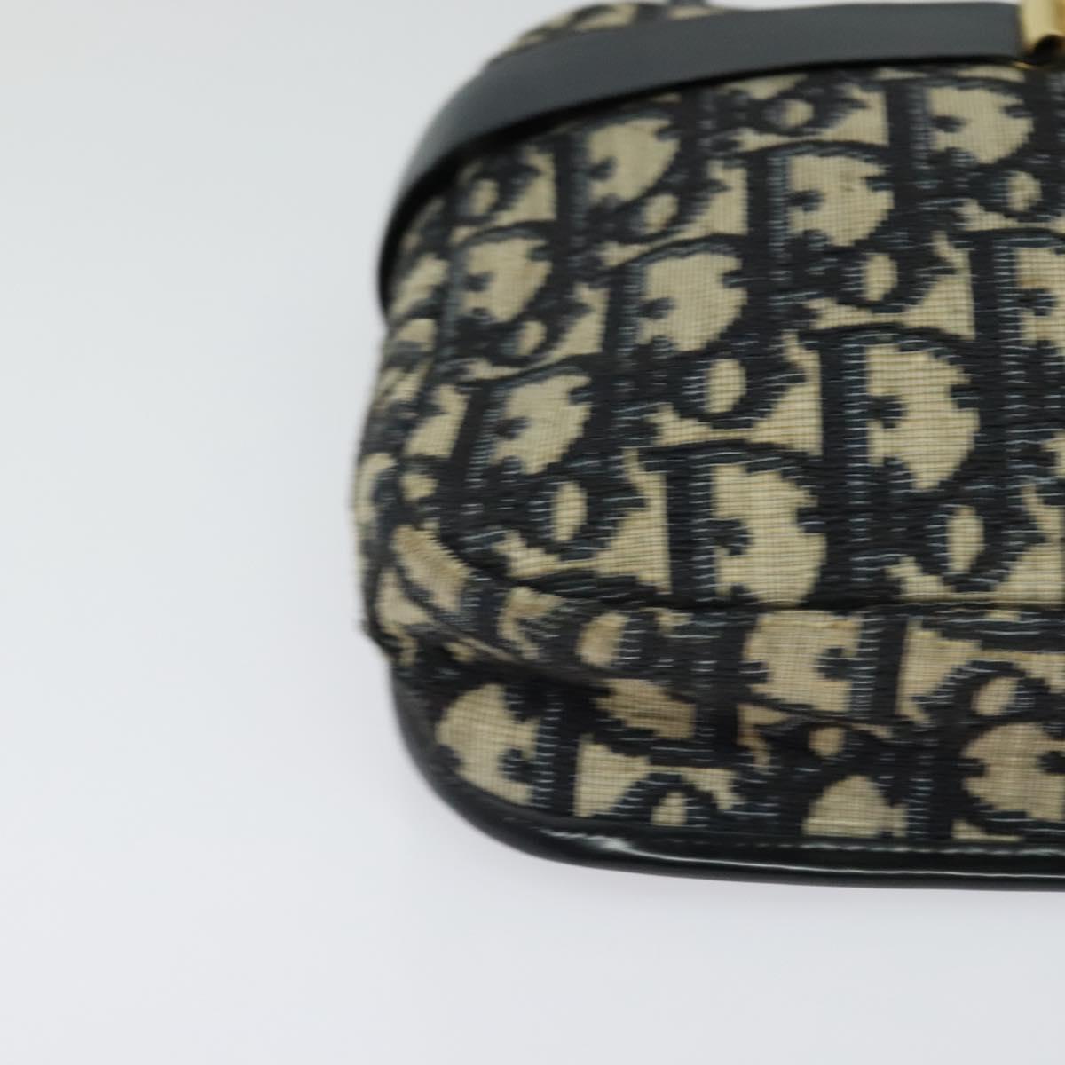 Christian Dior Trotter Canvas Shoulder Bag Navy Gold Auth 127500