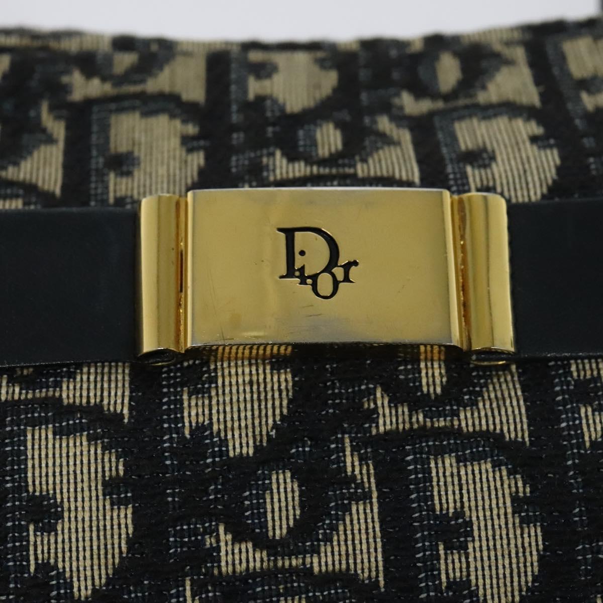 Christian Dior Trotter Canvas Shoulder Bag Navy Gold Auth 127500