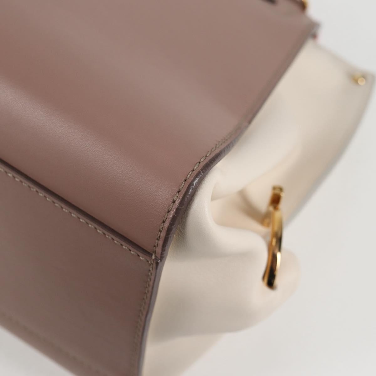 Salvatore Ferragamo Gancini Sofia Hand Bag Leather 2way Pink Gold Auth 127533M