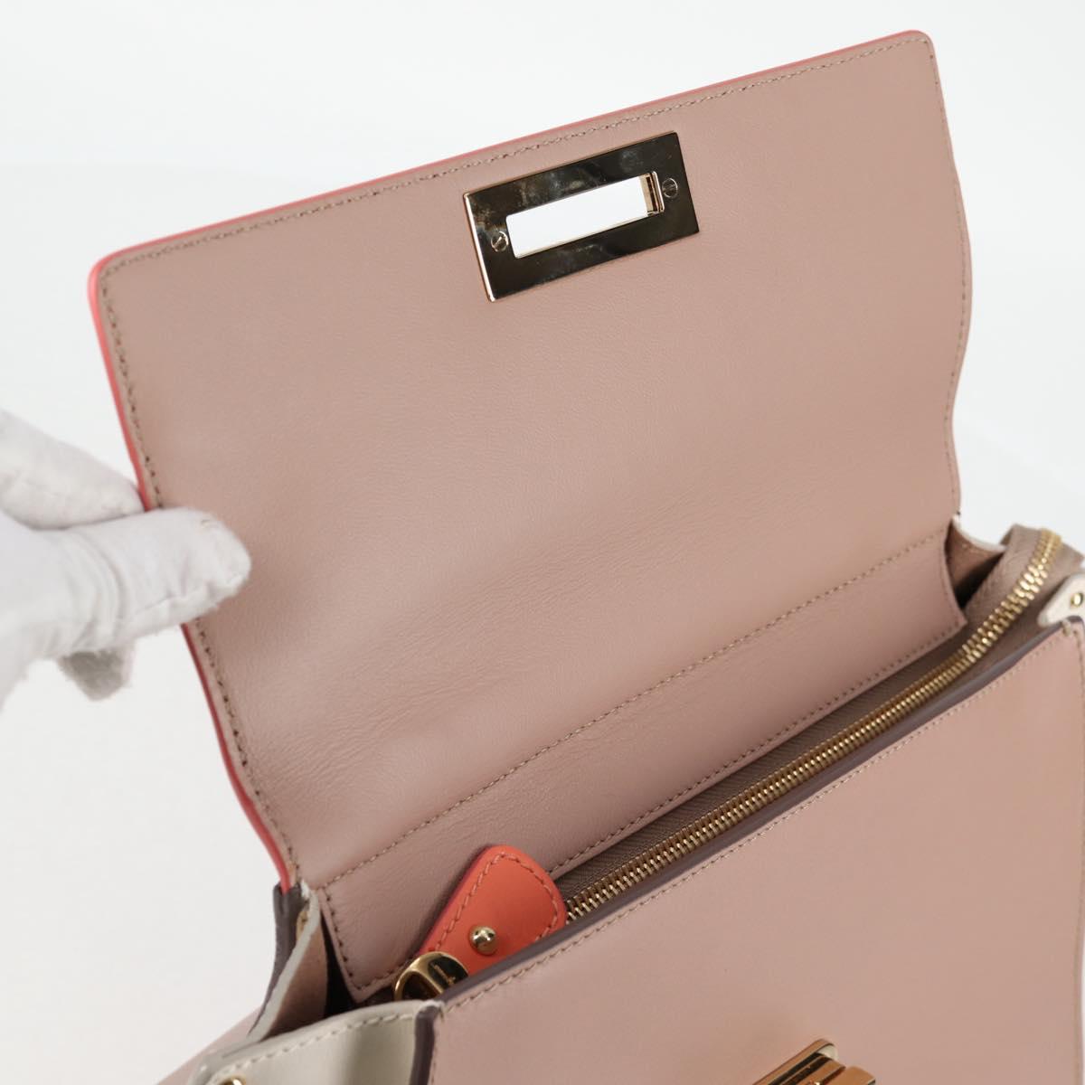 Salvatore Ferragamo Gancini Sofia Hand Bag Leather 2way Pink Gold Auth 127533M