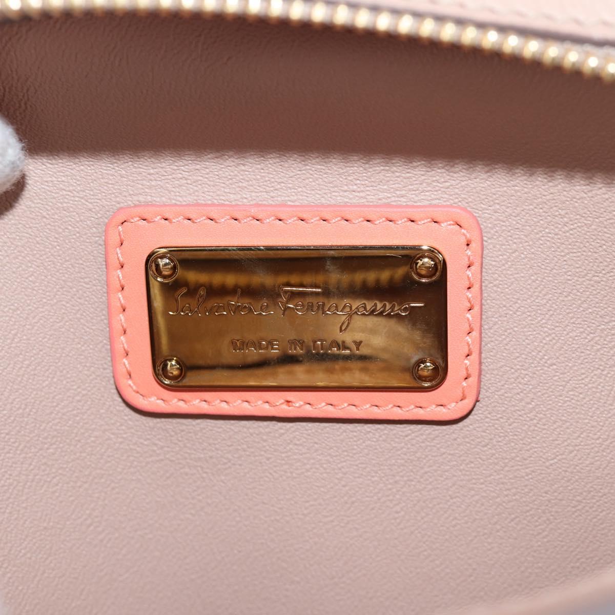 Salvatore Ferragamo Gancini Sofia Hand Bag Leather 2way Pink Gold Auth 127533M