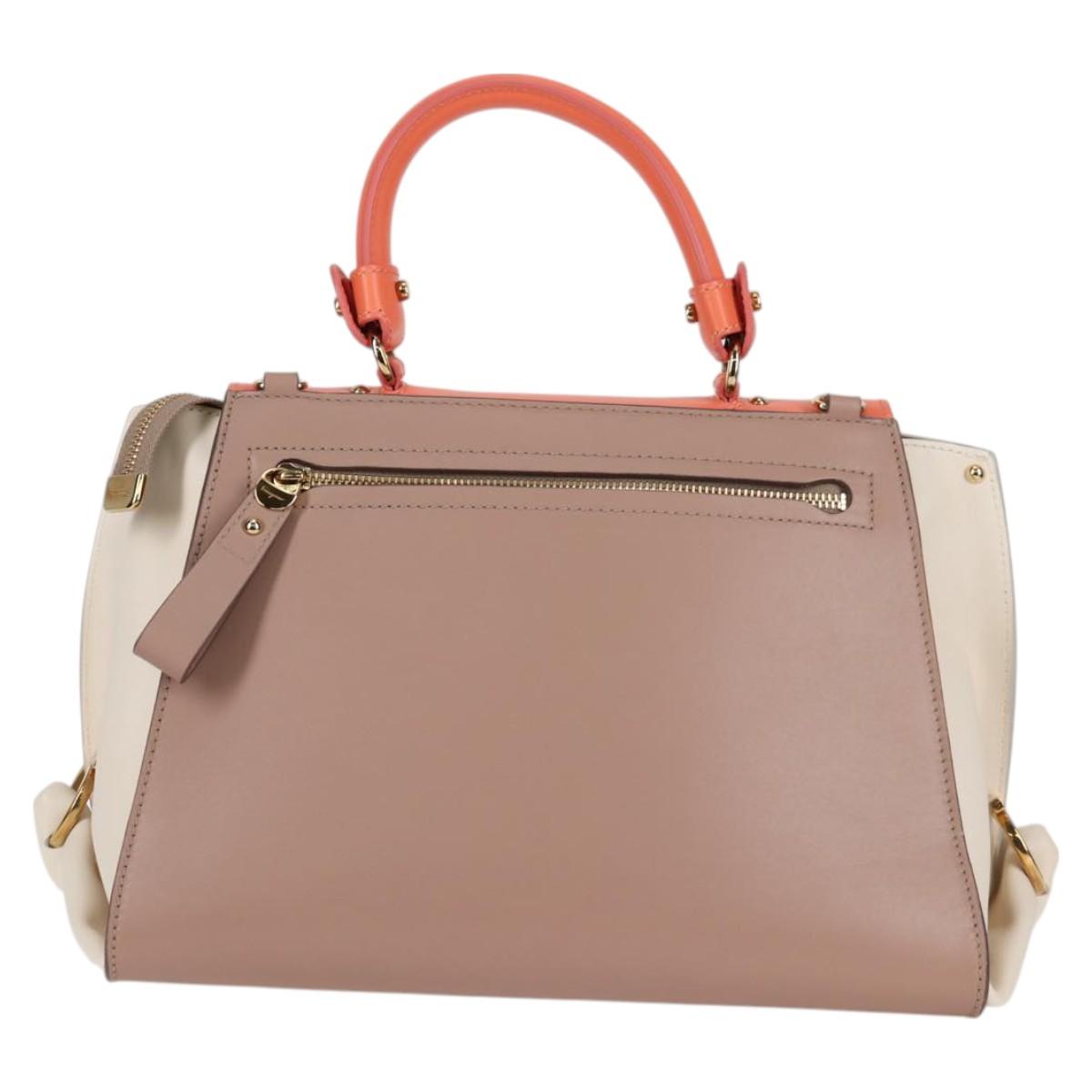 Salvatore Ferragamo Gancini Sofia Hand Bag Leather 2way Pink Gold Auth 127533M