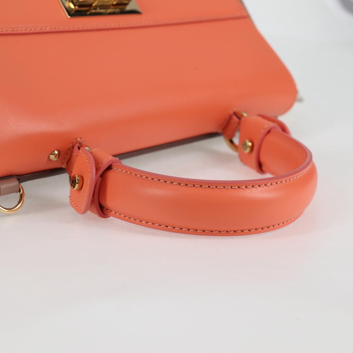 Salvatore Ferragamo Gancini Sofia Hand Bag Leather 2way Pink Gold Auth 127533M