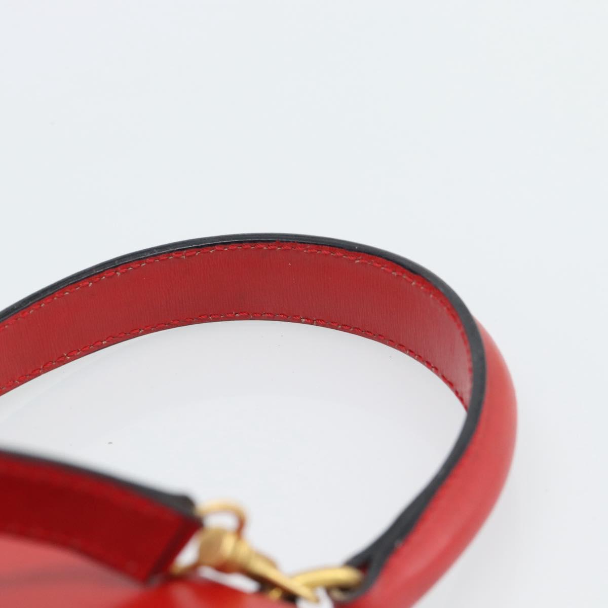 CELINE Hand Bag Leather 2way Red Gold Auth 127535
