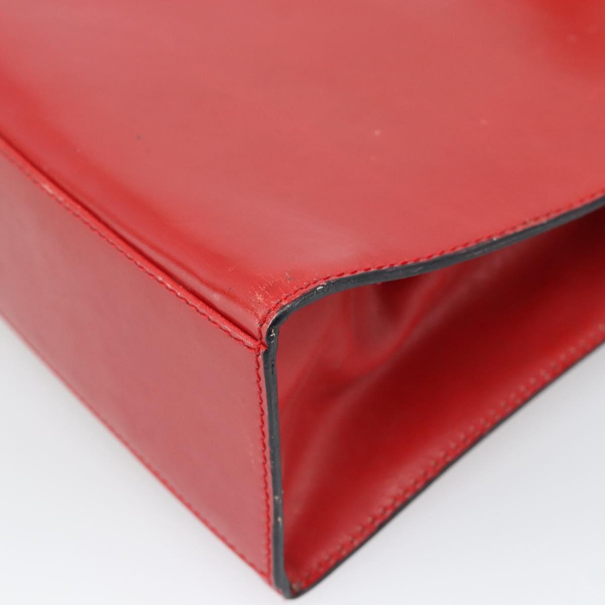 CELINE Hand Bag Leather 2way Red Gold Auth 127535