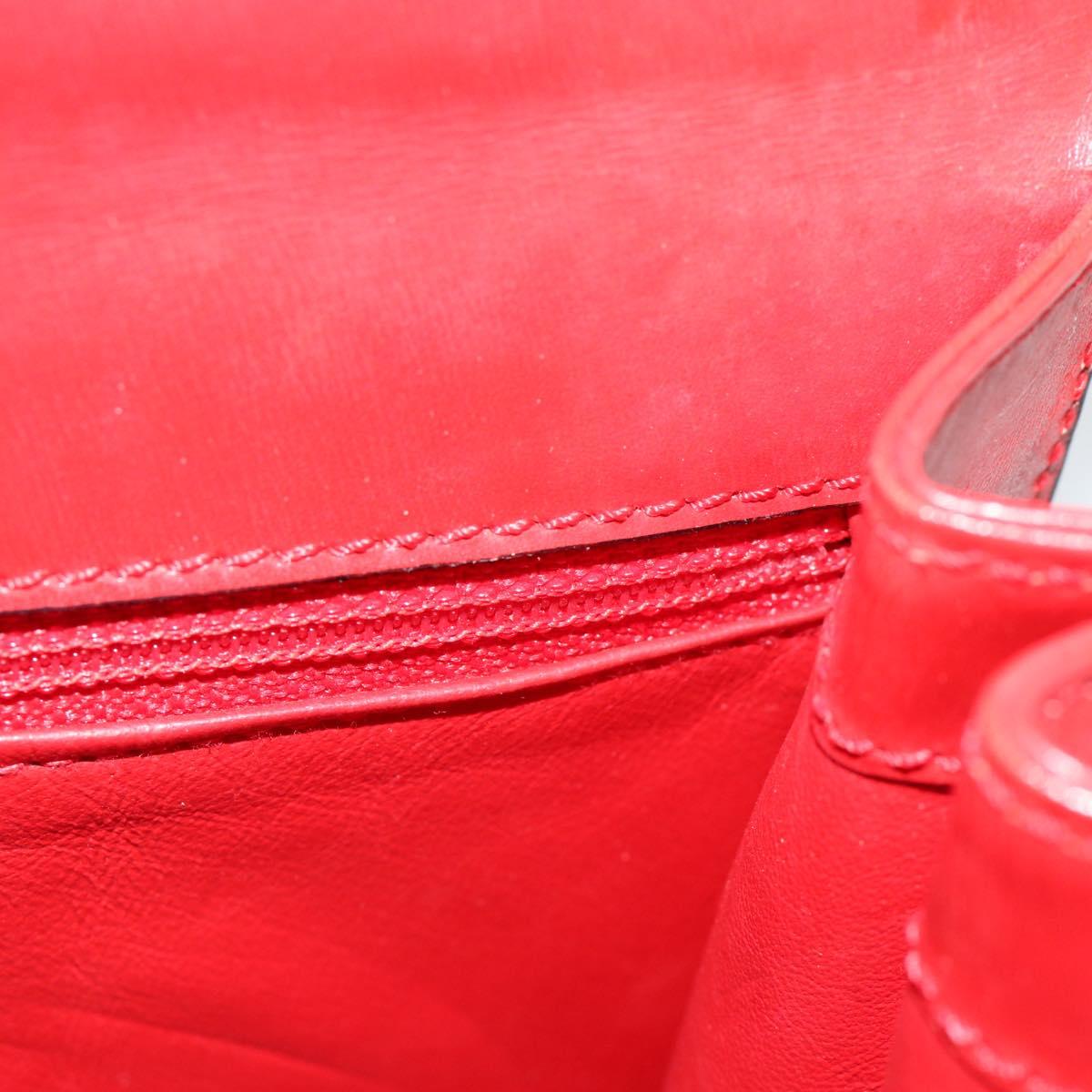 CELINE Hand Bag Leather 2way Red Gold Auth 127535