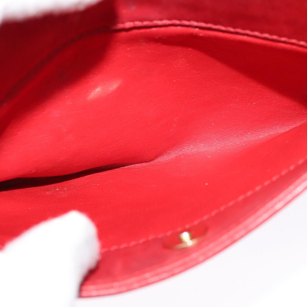 CELINE Chain Shoulder Bag Leather Red Gold Auth 127536