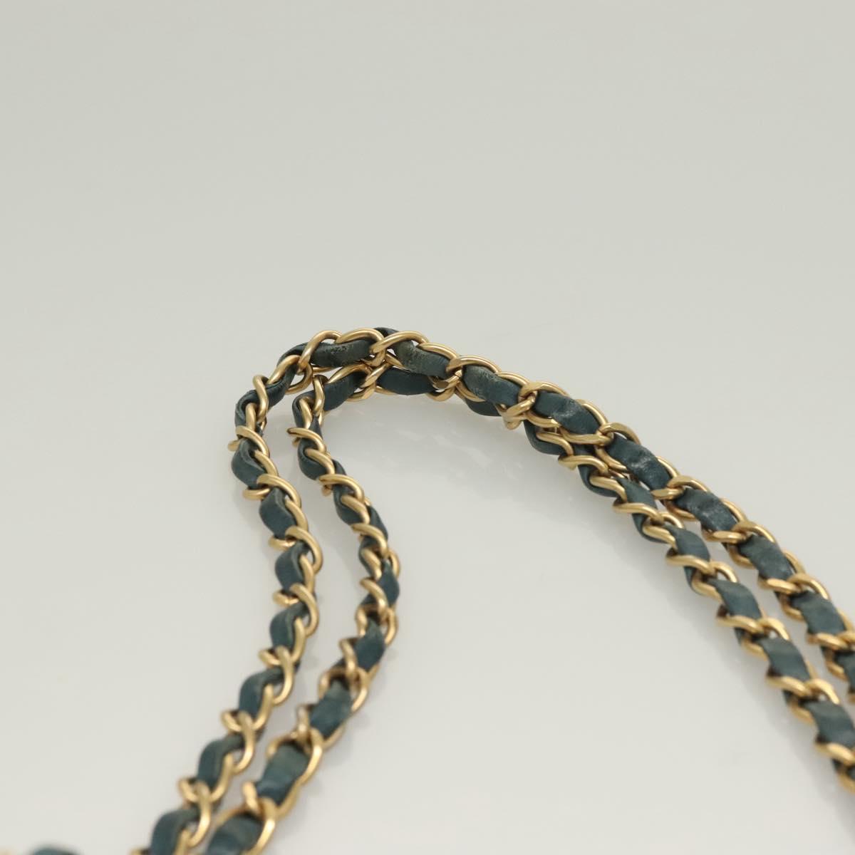 CHANEL Icon Line Matelasse Chain Shoulder Bag Canvas Navy Gold CC Auth 127540SV