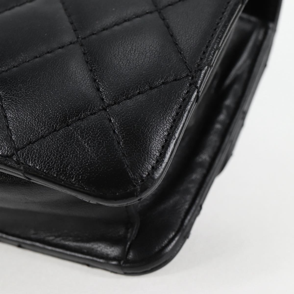 CHANEL Matelasse Chain Shoulder Bag Lamb Skin Black Gold CC Auth 127542SAM