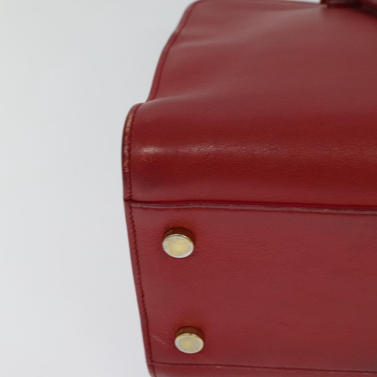 SAINT LAURENT Hand Bag Leather 2way Red Gold Auth 127565